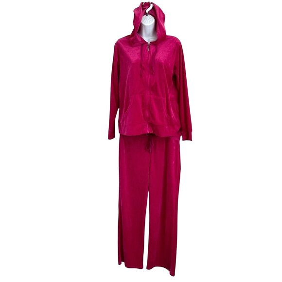 Danskin Pink Velour Track Suit Zip Hoodie Jogger Pant M 8-10 Mean Girls Costume - Picture 3 of 16